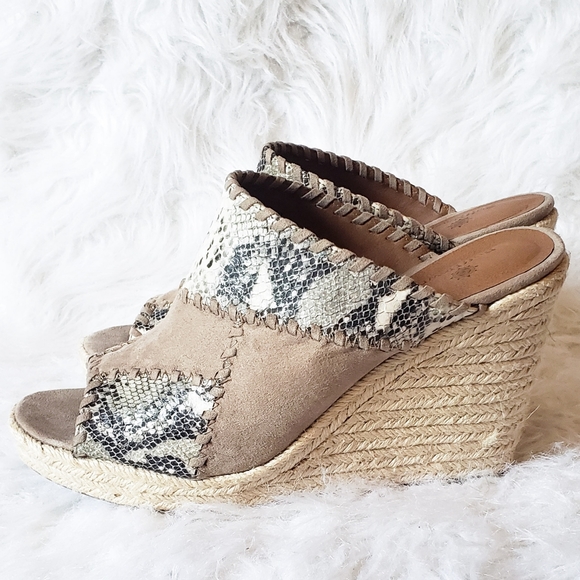 Ruff Hewn Shoes - Ruffhewn Patchwork Suede Snakeskin Wedges Heels